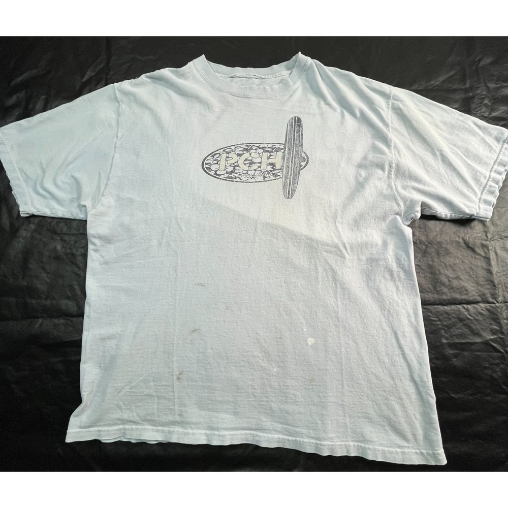 VTG PCH‎ Surf Club Shirt Destroyed Mens XL Light Blue Distressed